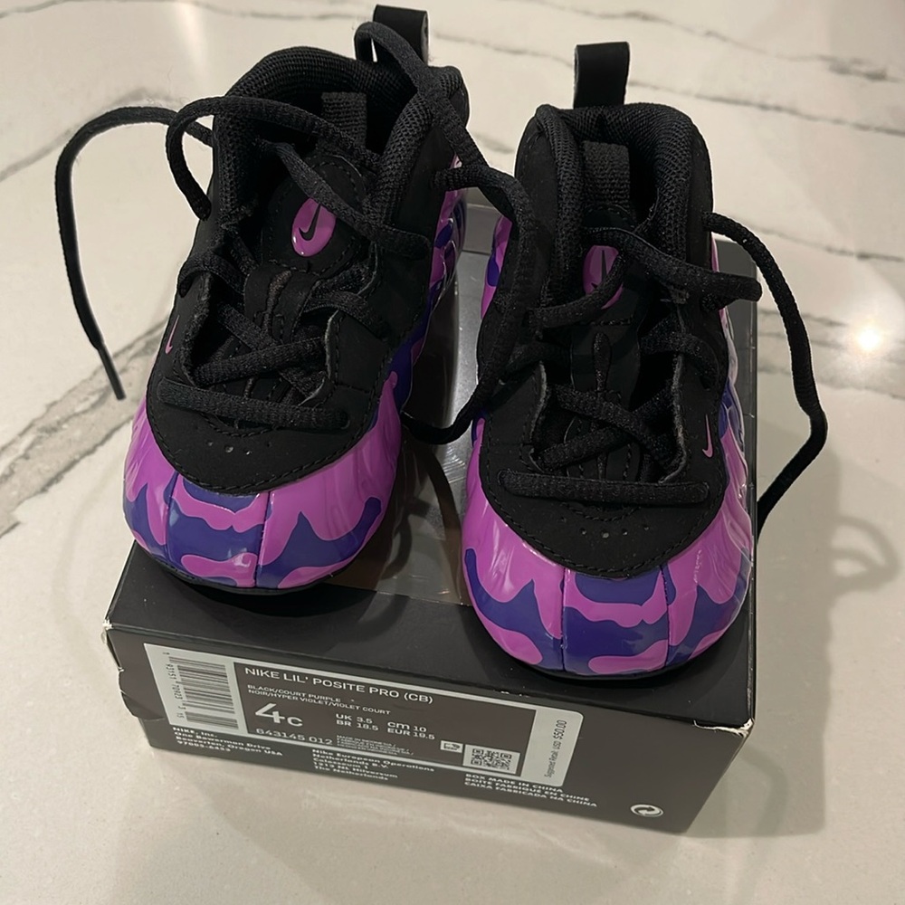 NWT Nike Lil’ Posite Pro size 4c black/purple
